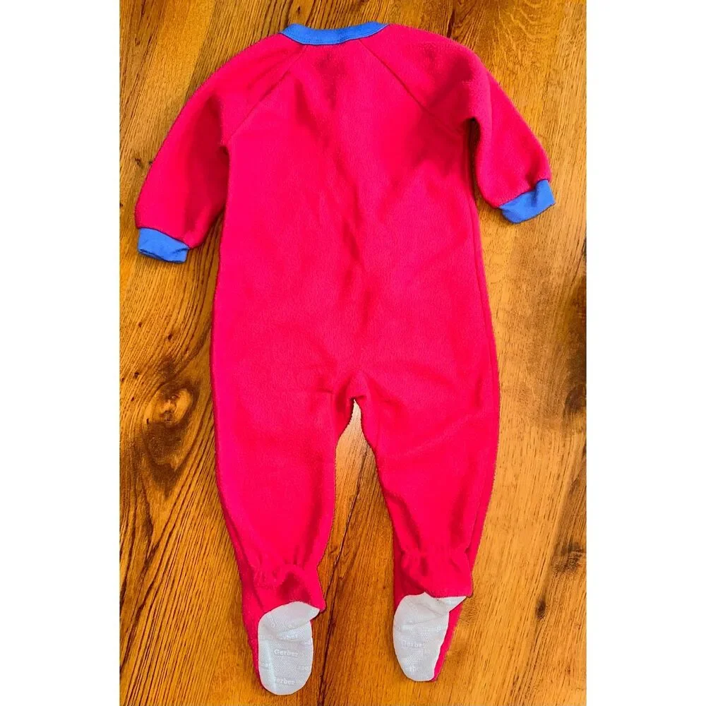Vintage Style Gerber Baby Fleece Footed One Piece Pajamas, 18m,‎ Pink & Purple